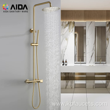 Handheld Round Brass Washroom Shower Head Set